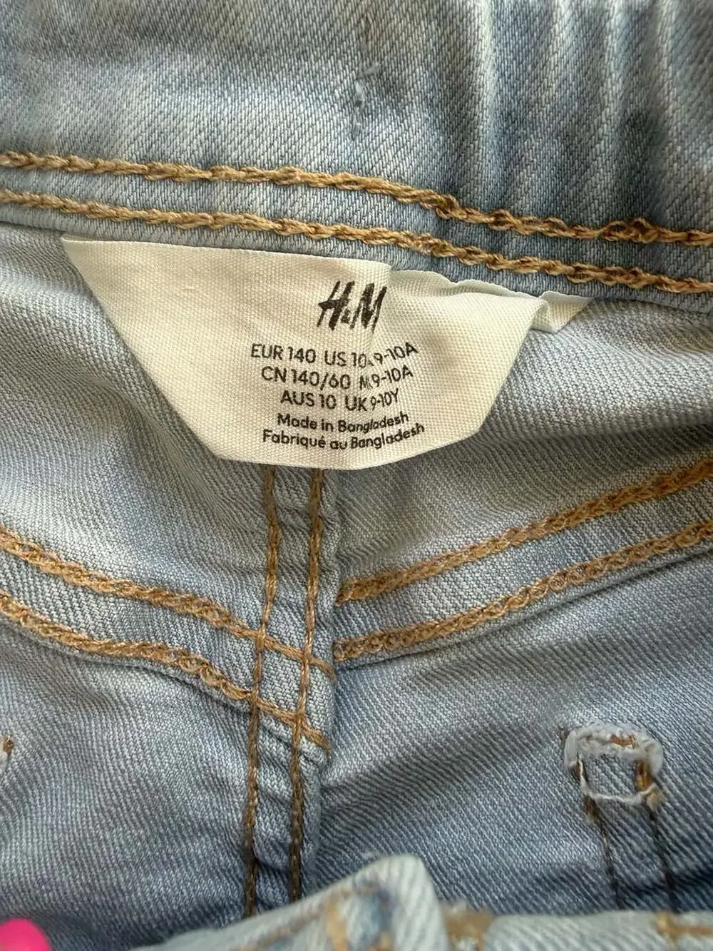 H&M Girls Light Wash Rolled Cuff Denim Shorts Size 9-10Y